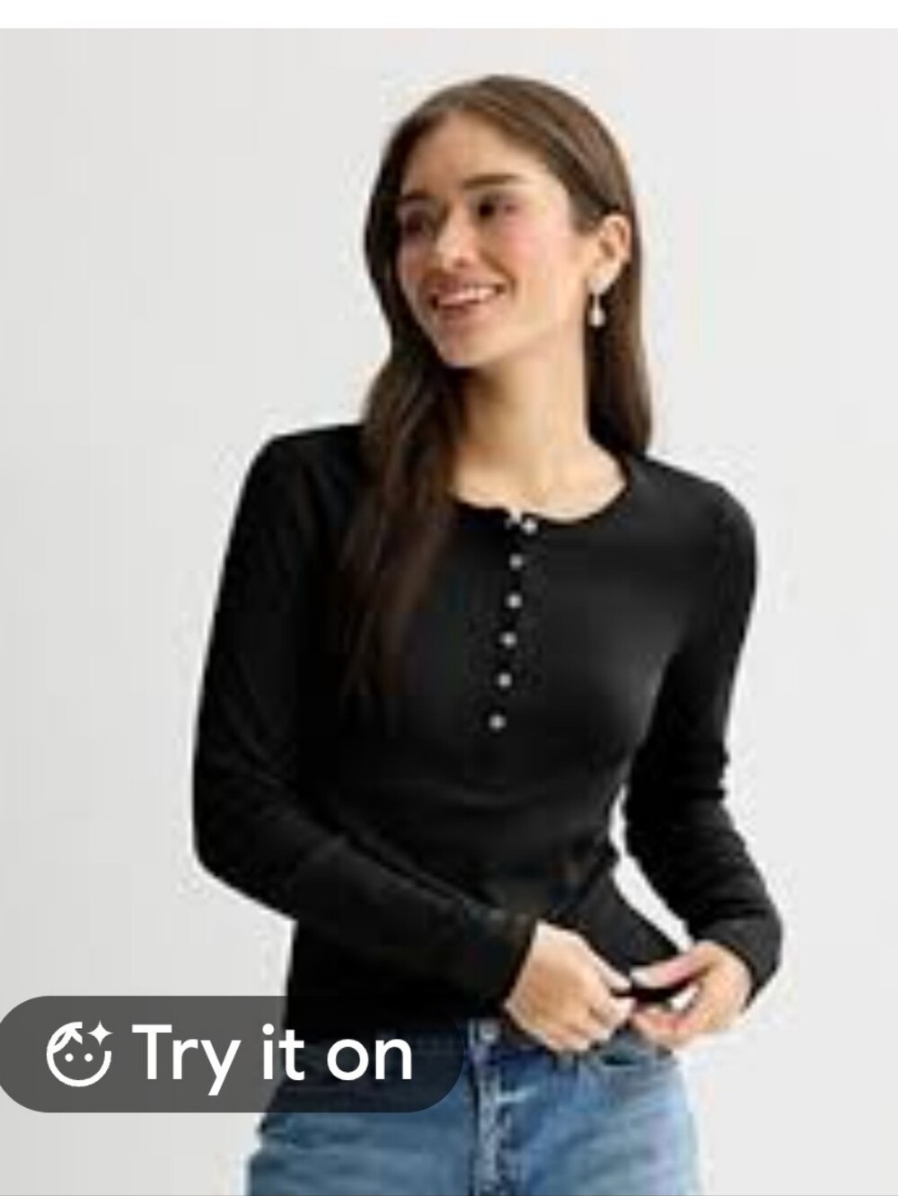Banana Republic Long Sleeve Henley in Black Size Small Like New